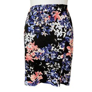 Talbots Floral Bouquet Canvas Lined Knee Length Pencil Skirt 2P